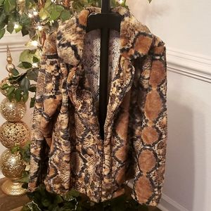 Melissa Paige Animal Print Faux Fur Jacket